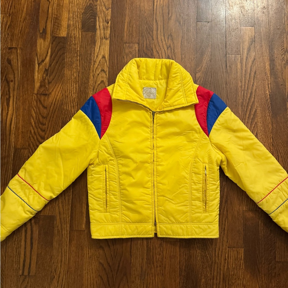 Yellow Women's Ski Jacket with Red & Blue Accents